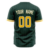 Custom Green Baseball Jersey (With Gold White Pinstripe)