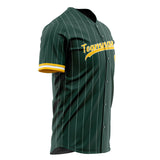 Custom Green Baseball Jersey (With Gold White Pinstripe)