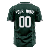 Custom Green Baseball Jersey (With White White Pinstripe)