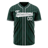 Custom Green Baseball Jersey (With White White Pinstripe)