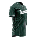 Custom Green Baseball Jersey (With White White Pinstripe)