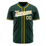 Custom Green Baseball Jersey (With White White Pinstripe)