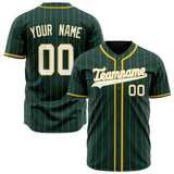 Custom Green Baseball Jersey (With White White Pinstripe)