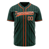 Custom Green Baseball Jersey (With Red White Pinstripe)