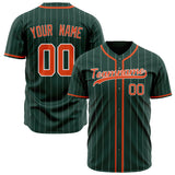 Custom Green Baseball Jersey (With Red White Pinstripe)