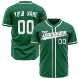 Custom Kelly Green Baseball Jersey (With White Color)