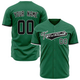 Custom Kelly Green Baseball Jersey (With Black Color)