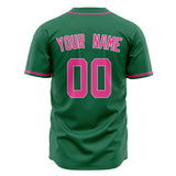 Custom Kelly Green Baseball Jersey (With Pink Color)