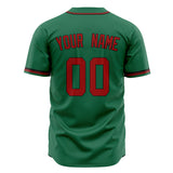 Custom Kelly Green Baseball Jersey (With Red Color)