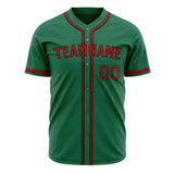 Custom Kelly Green Baseball Jersey (With Red Color)