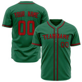 Custom Kelly Green Baseball Jersey (With Red Color)