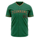 Custom Kelly Green Baseball Jersey (With Old Gold Color)