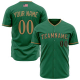 Custom Kelly Green Baseball Jersey (With Old Gold Color)