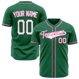 Custom Kelly Green Baseball Jersey (With White Color)