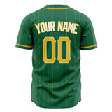 Custom Kelly Green Baseball Jersey (With Gold Gold Pinstripes)