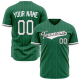 Custom Kelly Green Baseball Jersey (With White White Pinstripe)