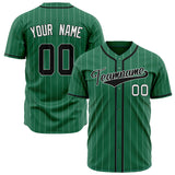 Custom Kelly Green Baseball Jersey (With Black White Pinstripe)