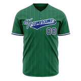 Custom Kelly Green Baseball Jersey (With Royal White Pinstripe)