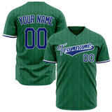 Custom Kelly Green Baseball Jersey (With Royal White Pinstripe)