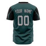 Custom Midnight Green Baseball Jersey (With Gray 3 Color Arm Shapes)