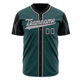 Custom Midnight Green Baseball Jersey (With Gray 3 Color Arm Shapes)