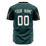 Custom Midnight Green Baseball Jersey (With White 3 Color Arm Shapes)