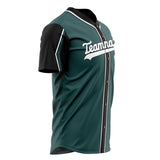 Custom Midnight Green Baseball Jersey (With White 3 Color Arm Shapes)