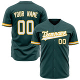 Custom Midnight Green Baseball Jersey (With White Color)