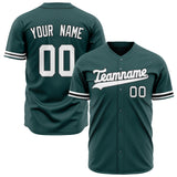 Custom Midnight Green Baseball Jersey (With White Color)