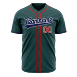 Custom Midnight Green Baseball Jersey (With Navy Color)