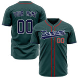 Custom Midnight Green Baseball Jersey (With Navy Color)