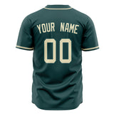 Custom Midnight Green Baseball Jersey (With Cream Color)