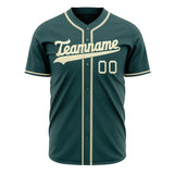 Custom Midnight Green Baseball Jersey (With Cream Color)