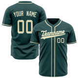 Custom Midnight Green Baseball Jersey (With Cream Color)