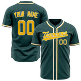 Custom Midnight Green Baseball Jersey (With Gold Color)