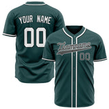 Custom Midnight Green Baseball Jersey (With White Color)