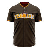 Custom Brown Baseball Jersey (With Gold Color)