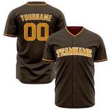 Custom Brown Baseball Jersey (With Gold Color)