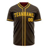 Custom Brown Baseball Jersey (With Gold Color)