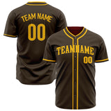 Custom Brown Baseball Jersey (With Gold Color)