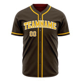 Custom Brown Baseball Jersey (With Gold Color)