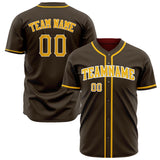 Custom Brown Baseball Jersey (With Gold Color)