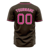 Custom Brown Baseball Jersey (With Pink Color)