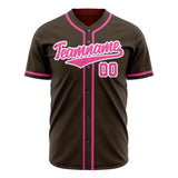 Custom Brown Baseball Jersey (With Pink Color)