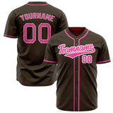 Custom Brown Baseball Jersey (With Pink Color)