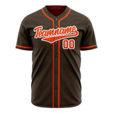 Custom Brown Baseball Jersey (With Orange Color)