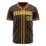 Custom Brown Baseball Jersey (With Gold White Pinstripe)