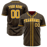 Custom Brown Baseball Jersey (With Gold White Pinstripe)