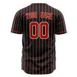 Custom Brown Baseball Jersey (With Red Cream Pinstripe)