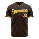 Custom Brown Baseball Jersey (With Gold Color)